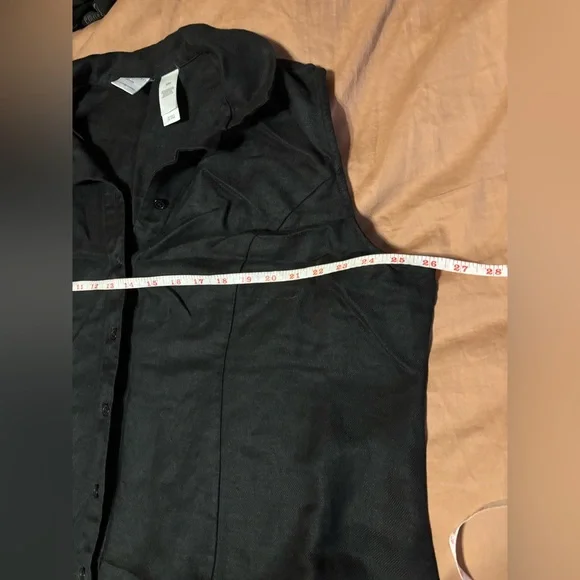 Emma James Sleeveless Button-Front Dress Women’s Size 22W Black Linen Minimalist - Picture 6 of 7